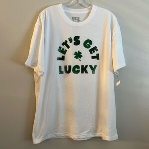 LET’S GET LUCKY Tee * T-Shirt * White with Green * UNISEX * size 2XL * XXL *